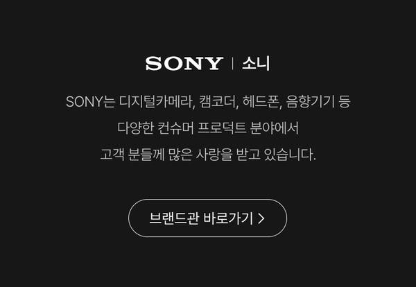 소니 브랜드 소개 및 브랜드관 바로가기 버튼을 제공하는 배너