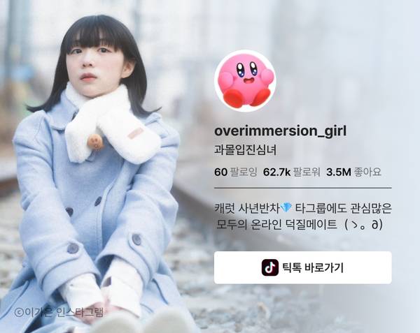 인플루언서 프로필 소개로 닉네임, 팔로워 수, 팔로우 통계와 타 플랫폼 연동 정보를 안내하는 카드