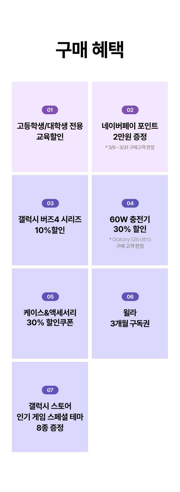삼성 갤럭시S26 사전예약 이벤트의 7가지 구매 혜택 안내