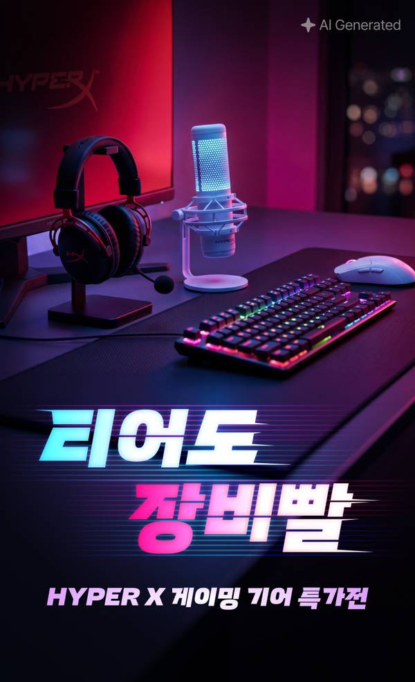HyperX 게이밍 헤드셋, 마이크, 키보드, 마우스 등 게이밍 기어 특가 이벤트 안내.