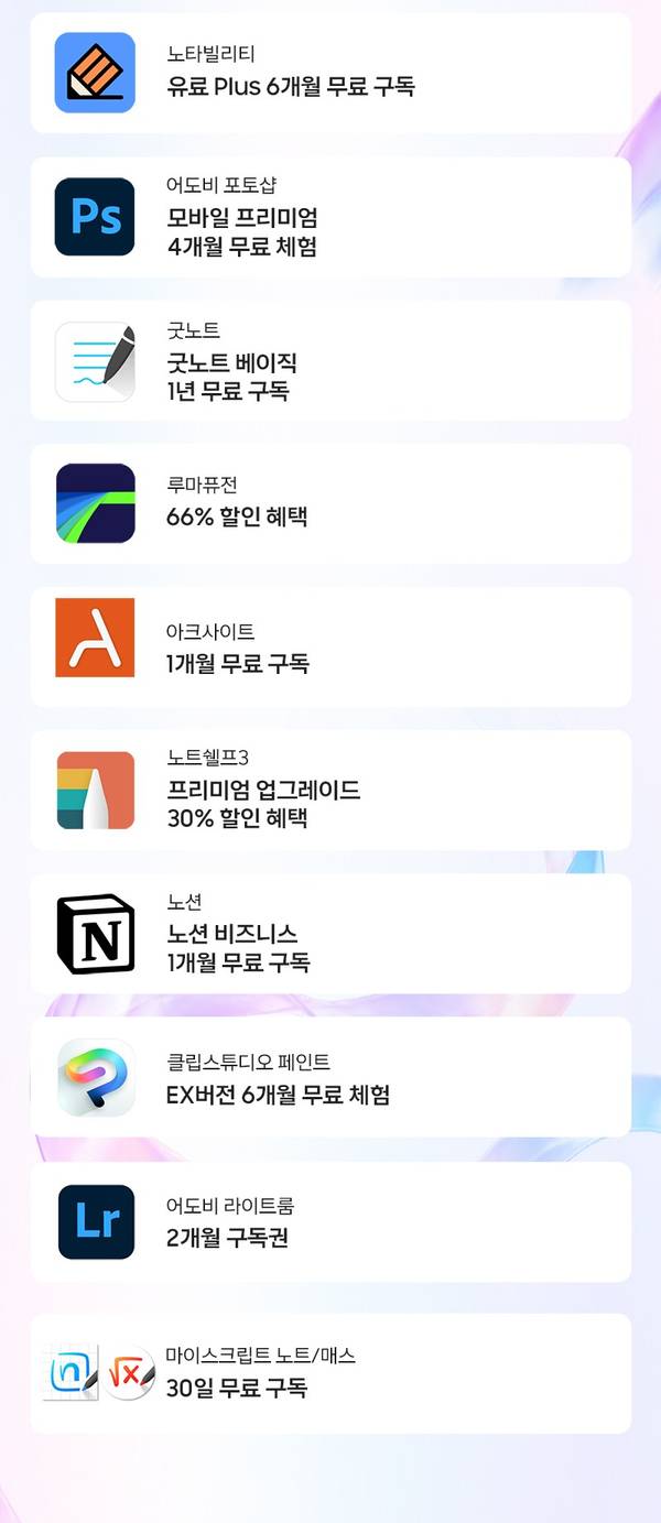 콘텐츠 혜택 목록 안내